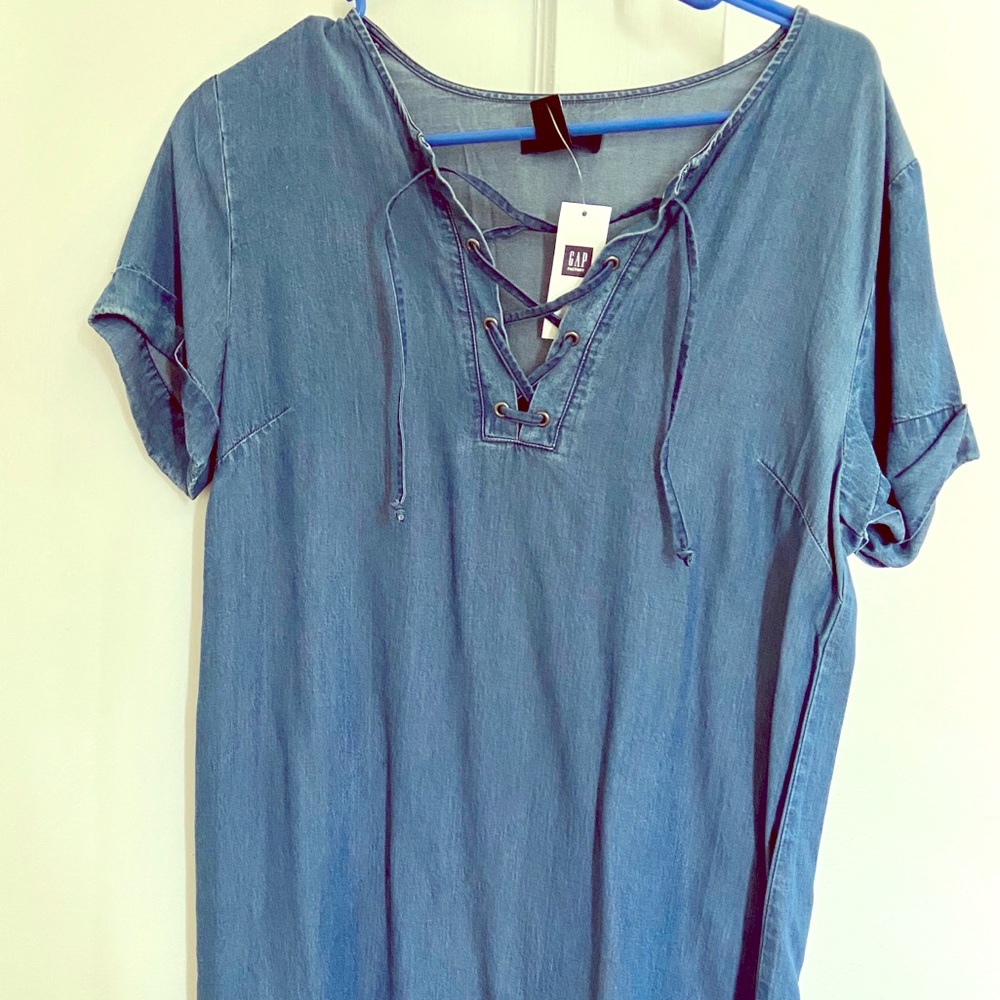 GAP 💙 Denim Shirt Dress - Lace-Up Detail!